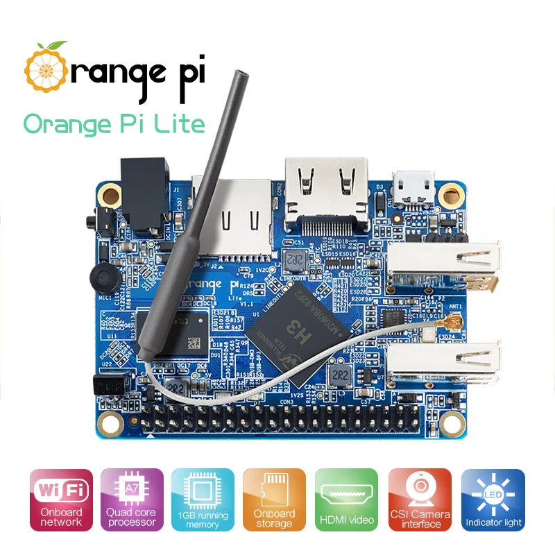Одноплатный компьютер Orange Pi Lite 1 ГБ H3 SoC с открытым исходным кодом Поддержка Android 4