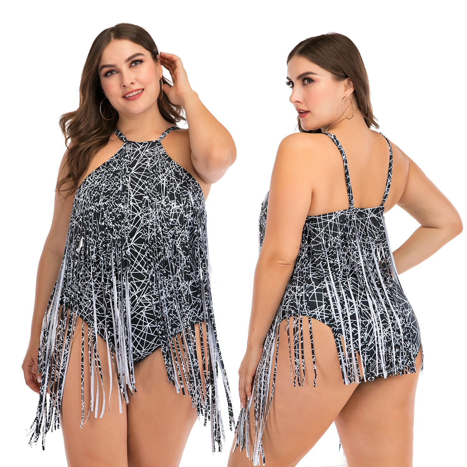 DROZENO женский купальник с бахромой юбка в полоску сексуальный цельный высокой