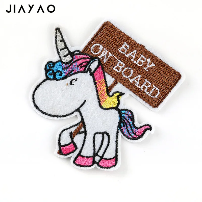 Вышитая нашивка с животными единорогом мультяшная для глажки одежды обуви и шляп