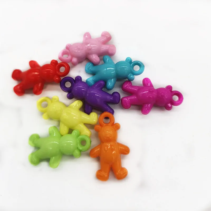 Модные Акриловые разноцветные DIY бусины с медведем для ювелирных изделий 25*16 мм 30