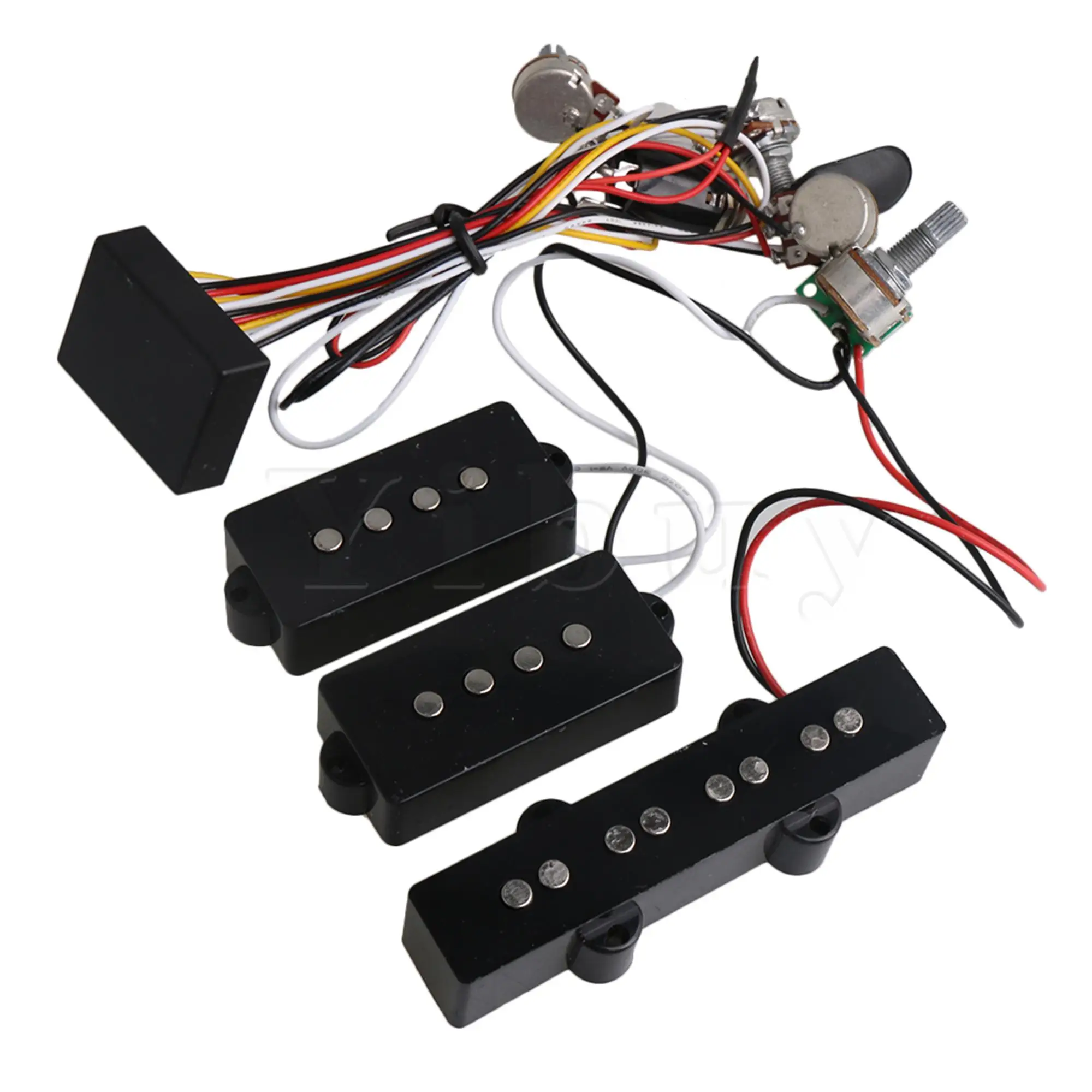 

Yibuy 3 Band Active Bass Preamp Equalizer 4 Controls for P J Bass Pickup Set
