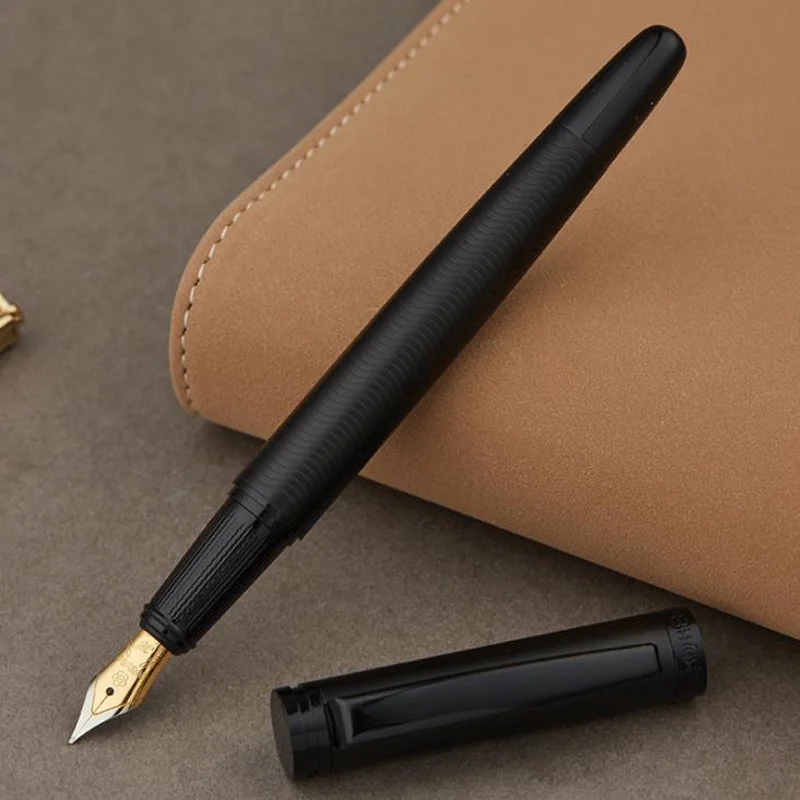 

HERO Elegant Black Full Metal Fountain Pen King Kong Iridium Fine Nib 0.5mm Office Business With Gift Box For Writing Ink Pen