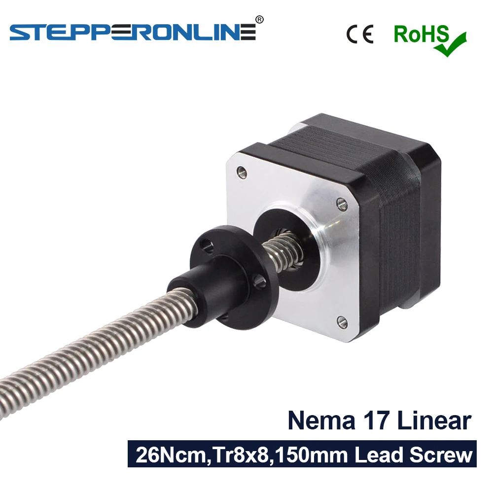 Tr8x8 Nema17 внешний линейный шаговый двигатель Нема 17(Национальная ассоциация владельцев электротехнических предприятий) линейный привод 0.4A 4-свинец с ходового винта 150 мм для 3D-принтеры