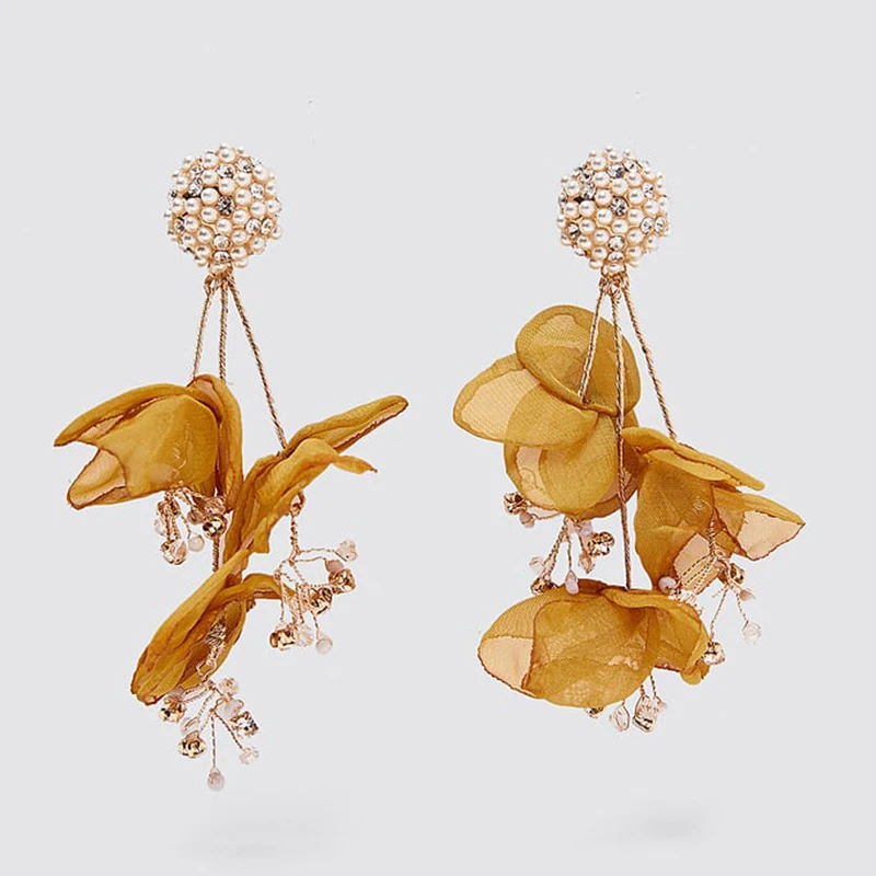 Женские серьги подвески ZA разноцветные висячие с кристаллами свадебные