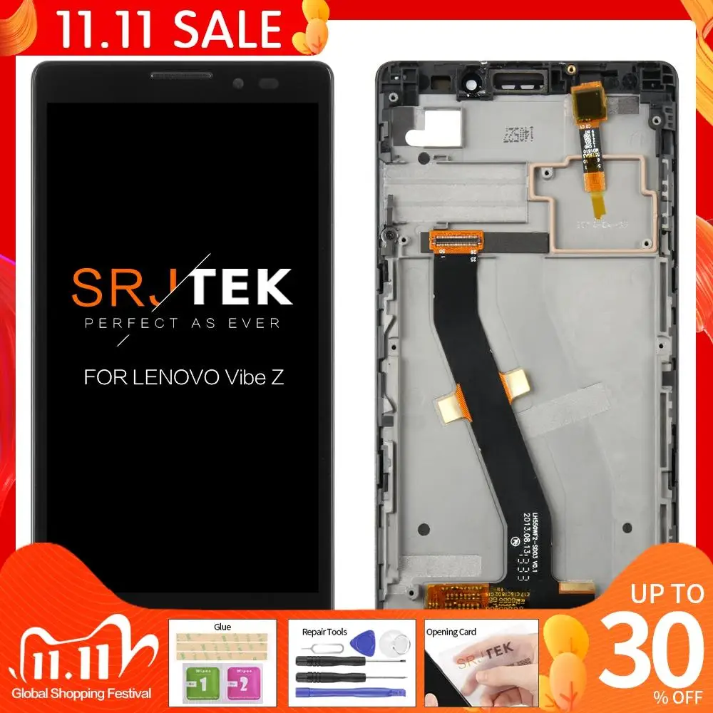 Оригинальный IPS дисплей 5 дюйма для Lenovo Vibe Z ЖК с сенсорным экраном и дигитайзером