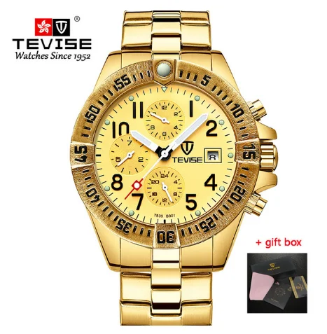 Tevise top ten luxury brand men's luxury brand multi-function mechanical calendar watch Japanese movement stainless steel watch