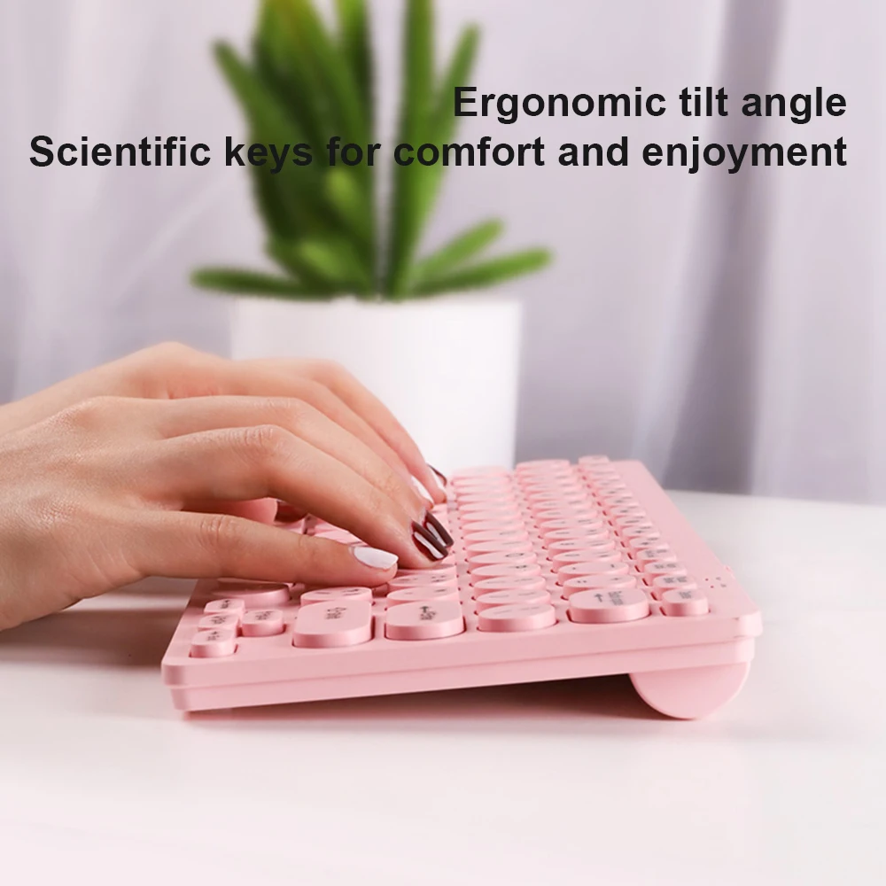 2 4G беспроводная Bluetooth ретро круглая клавиатура Keycup Беспроводная Бесшумная