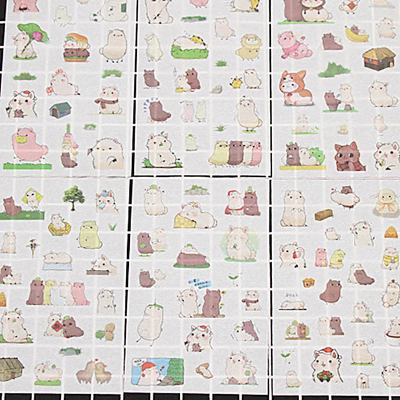 6 листов Kawaii мультфильм канцелярские наклейки s милые Alpaca бумажный стикер на