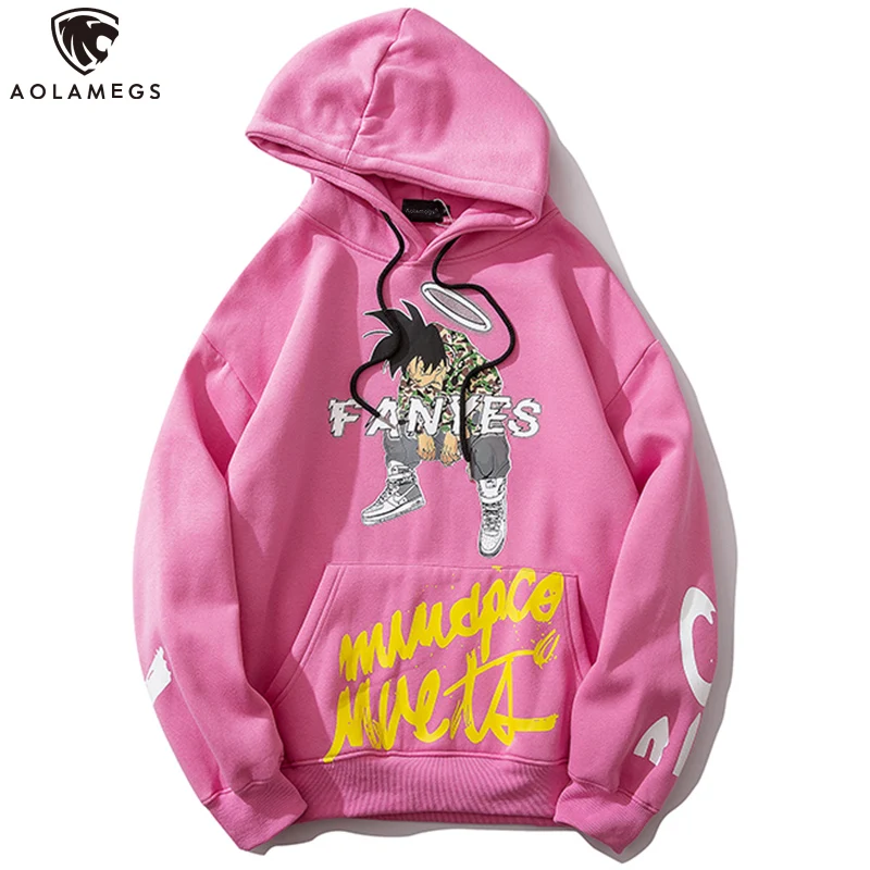 Aolamegs мужские толстовки с капюшоном и крутым буквенным принтом пуловеры