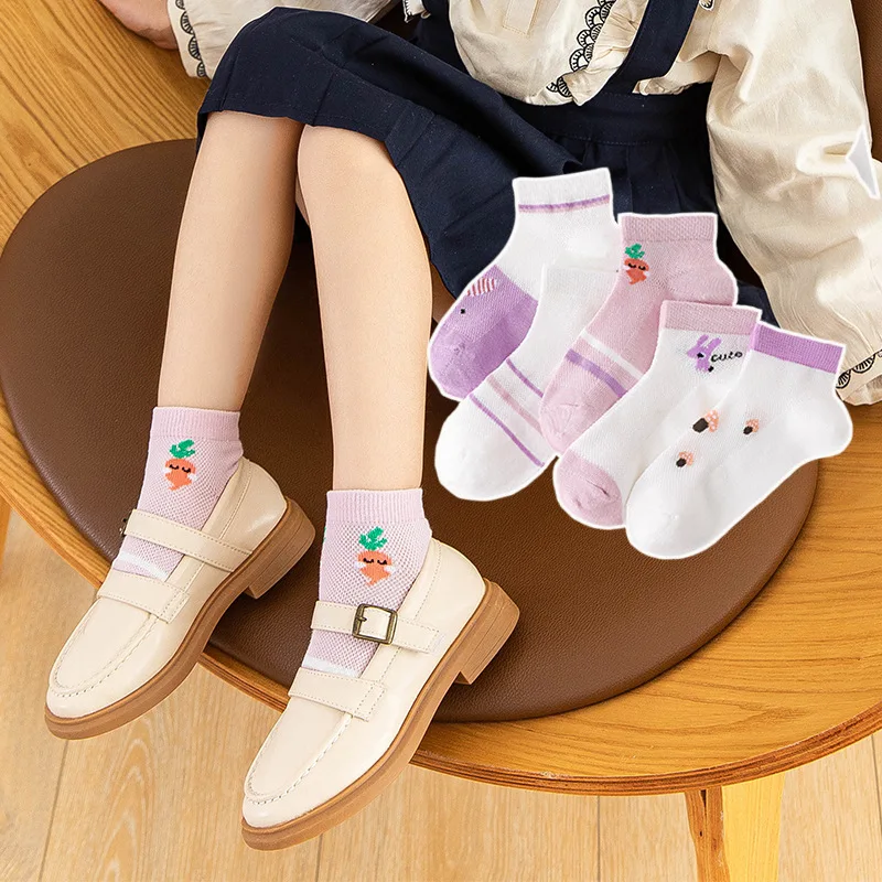 

Fashion 5 Pairs/Lot Children Cotton Socks Boy Girl Baby Cute Cartoon Breathabl Mesh Socks for 1-12 Years Teens Summer Kids