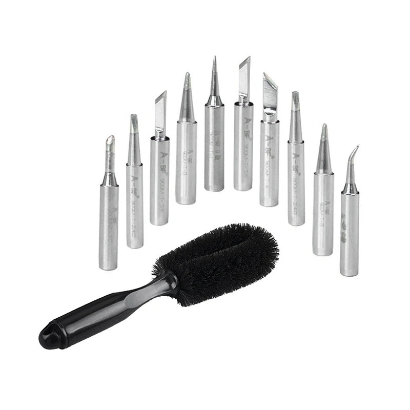 

11 шт. аксессуары: 1 шт. мягкая щетка для чистки автомобиля, материал против царапин и 10 шт. серебряных наконечников для паяльника 900M-T