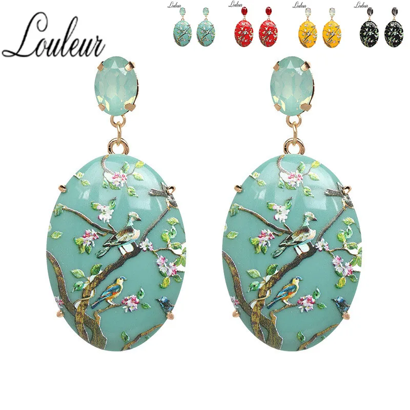 Женские акриловые серьги Luleur вечерние в китайском стиле с изображением ветки