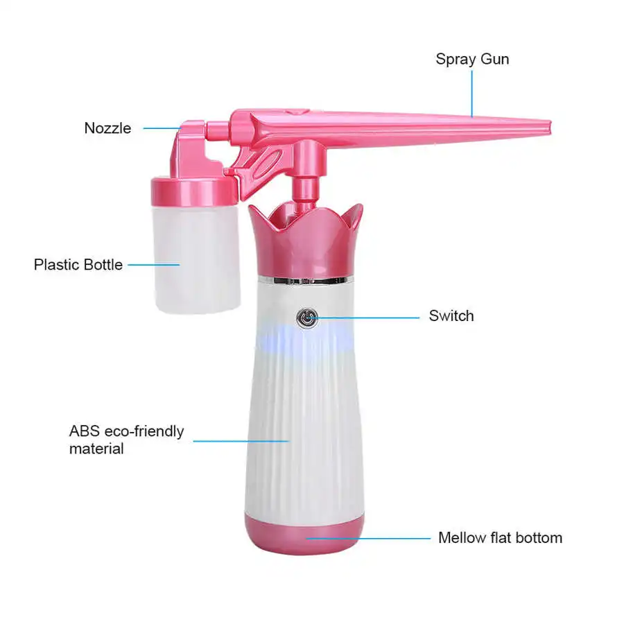 

USB Charging Handheld Oxygen Injection Airbrush Nanometer Moisturizing Spray Machine 50ml Face Steamer