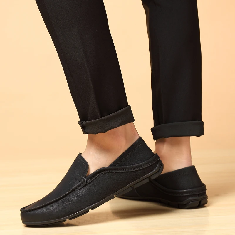 Повседневная обувь из натуральной кожи Мужские дышащие осенние Лоферы без