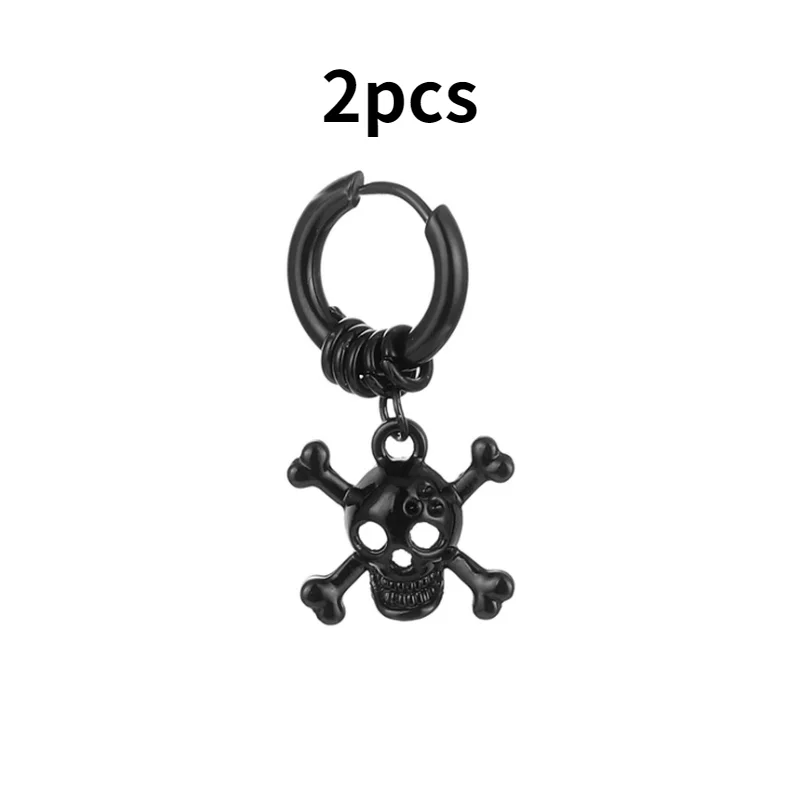 

New Design Stainless Steel Skull Drop Earrings for Couples Fashion Gothic Street Hip Hop Ear Jewelry Pendant Cool Earring Dress