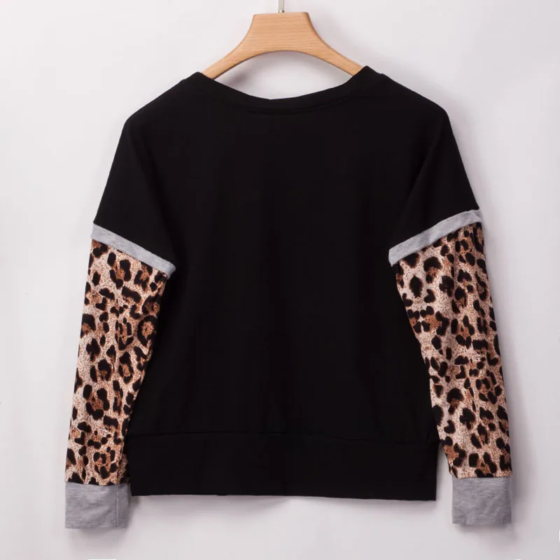 

Newly Women Sweater Round Neck Long Sleeve Leopard Print Sweater Casual Tops m99