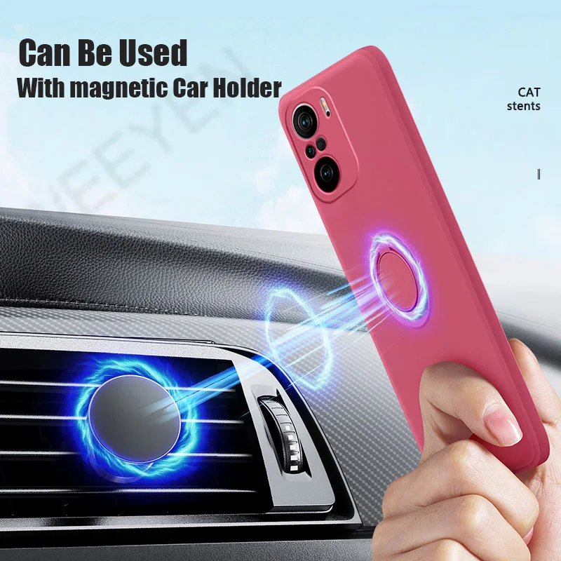 Чехол с магнитным кольцом из жидкого силикона для Redmi note 10 9 Pro note10 S Poco X3 M3 F3 задняя