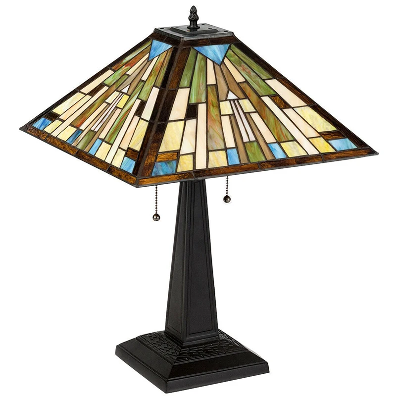 

COSTWAY 2-Light Table Lamp with Stained Glass Lampshade EP24104