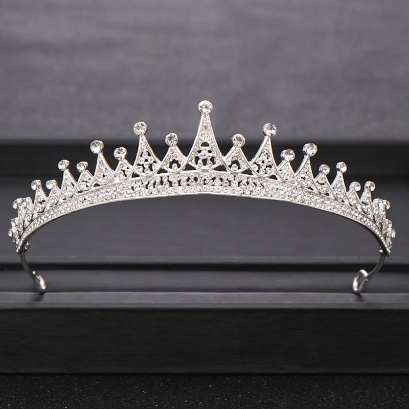 Silver Трендовая свадебная корона для невесты, головной убор золотого и серебряного цвета в стиле барокко, хрустальные диадемы и короны, свадебная тиара, аксессуары для волос - Окраска металла: Silver