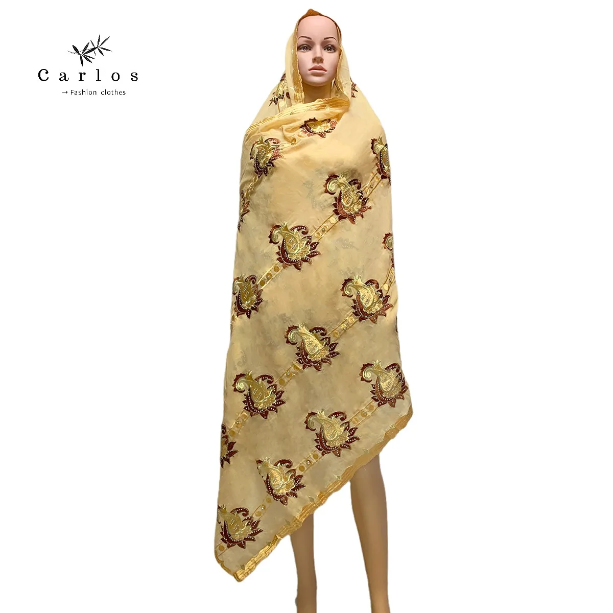 Новый стиль африканские женские шарфы мусульманская вышивка тяжелый хлопковый