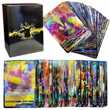 100pcs English Pokemon Cards Box Shining V VMAX Card Display Pokémon Playing Game EX GX MEGA Battle Carte Trading Toys Kids Gift