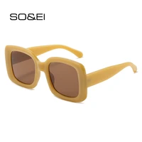 soei fashion trending women outdoor square sunglasses shades uv400 vintage men gradient yellow pink sun glasses