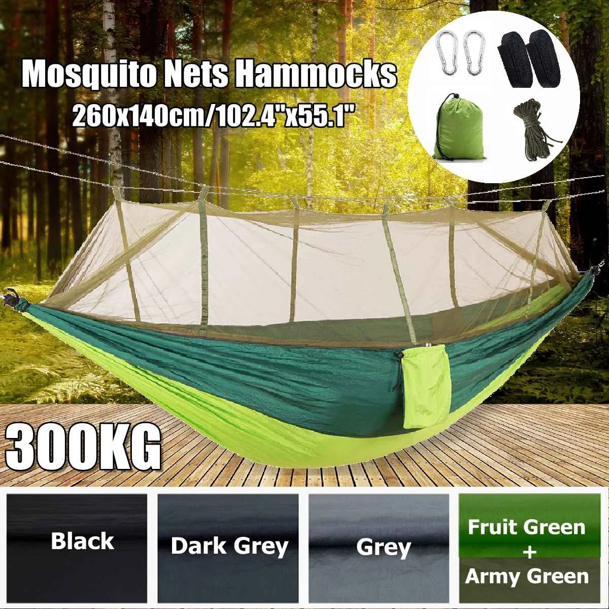 

1-2 Person Hammock with Mosquito Net Portable Outdoor Parachute Hammocks Swing Sleeping Hammock Hiking Camping Stuff