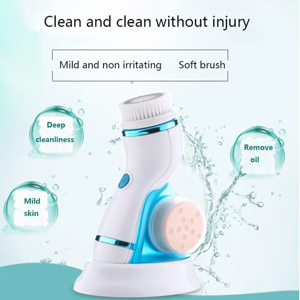 

Four-In-One Electric Facial Cleansing Instrument Cleansing Brush Removing Blackhead Pore Cleaner Beauty Instrument Without Batte