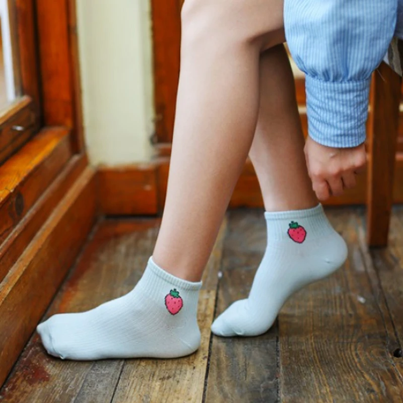 

Носки женские хлопковые короткие с принтом фруктов, 1 пара