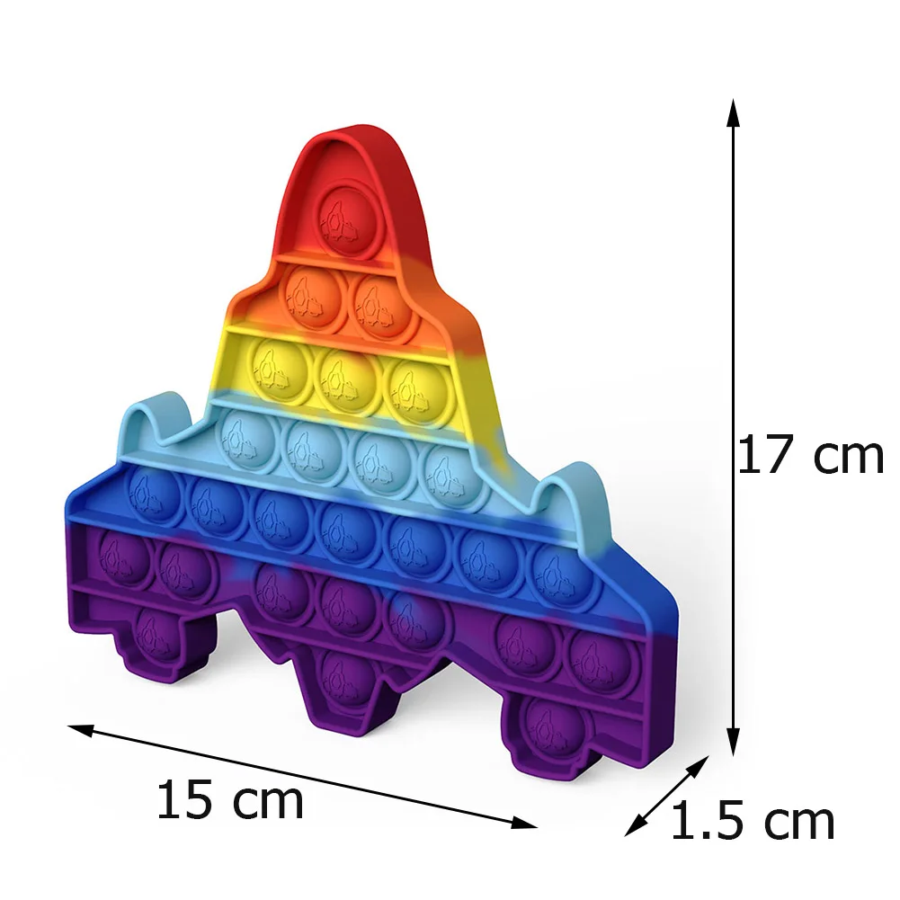 

Aircraft Shape Anti Stress Toys Soft Fun Washable Kids Puzzle Autism Push Bubble Sensory Toy Cup Mat Squeeze Board Vent Toys