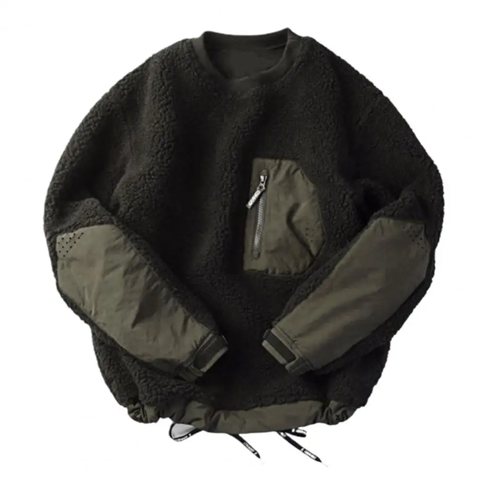 

Men Sweatshirt Patchwork O-Neck Long Sleeve Pullovers Warm Tops for Daily Wear