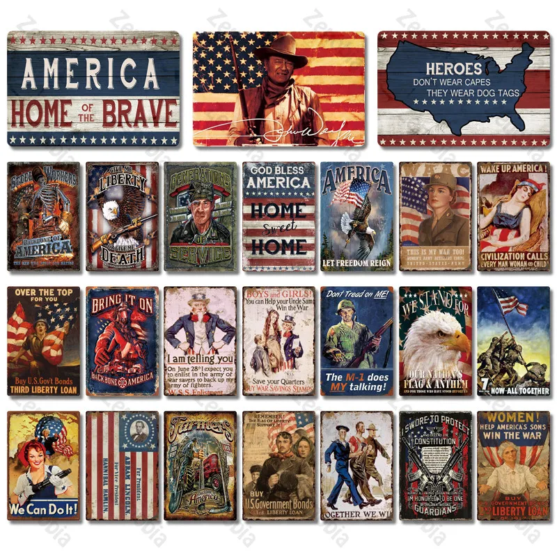 

USA Metal Sign Poster Plaque Metal Vintage American Style Wall Decor for Man Cave Bar Pub Club Tin Sign Decorative Plate