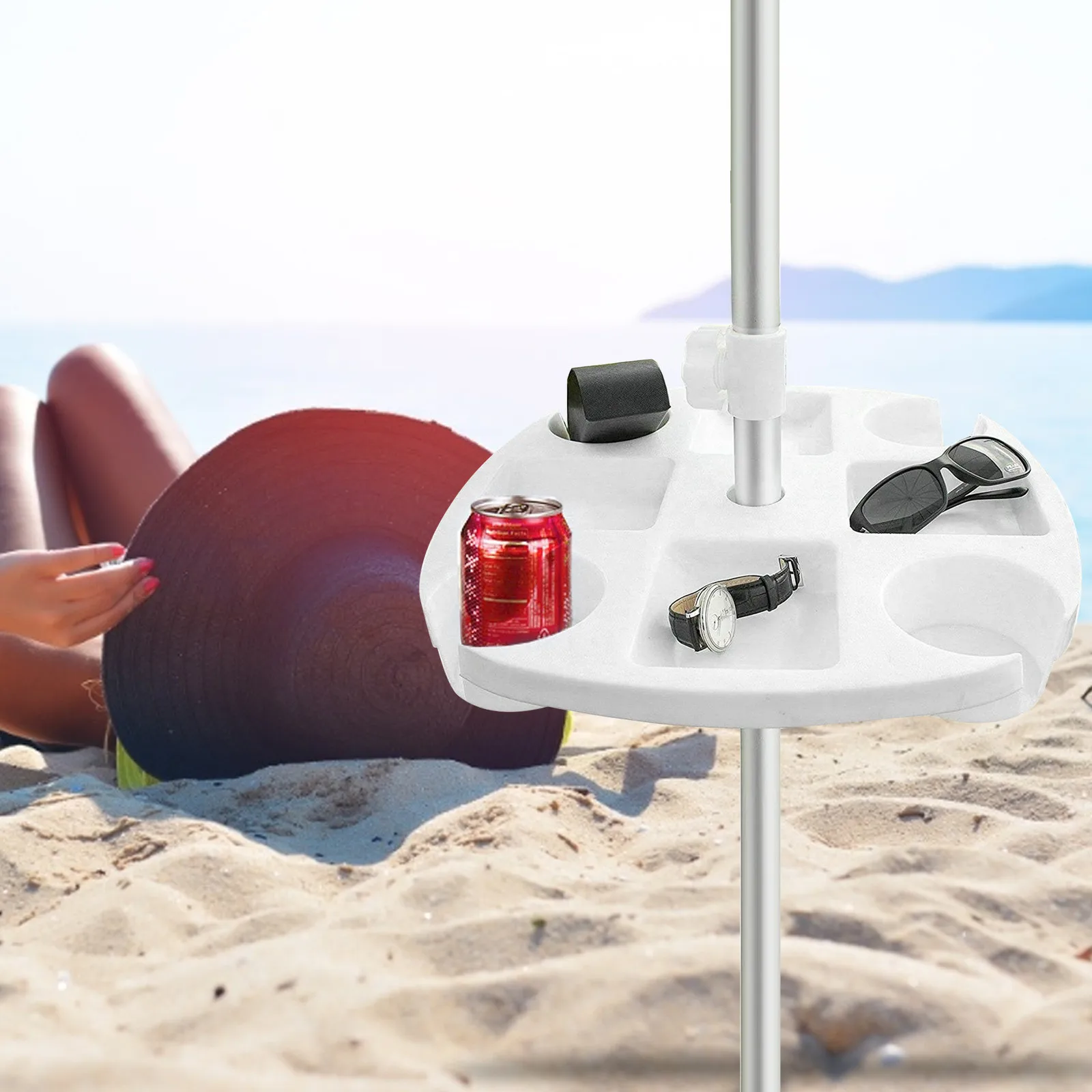 Пляжный зонт круглый пластиковый поднос с держателями для чашек чашки закусок