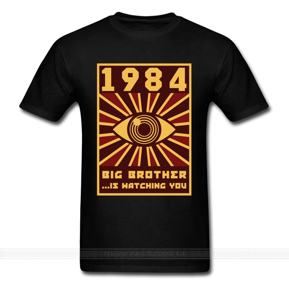 

1984 Big Brother T-shirt Men Black Tops Graphic Tshirt Horus Eye Clothing Vintage Tees 80s T Shirts Funny Hipster Streetwear
