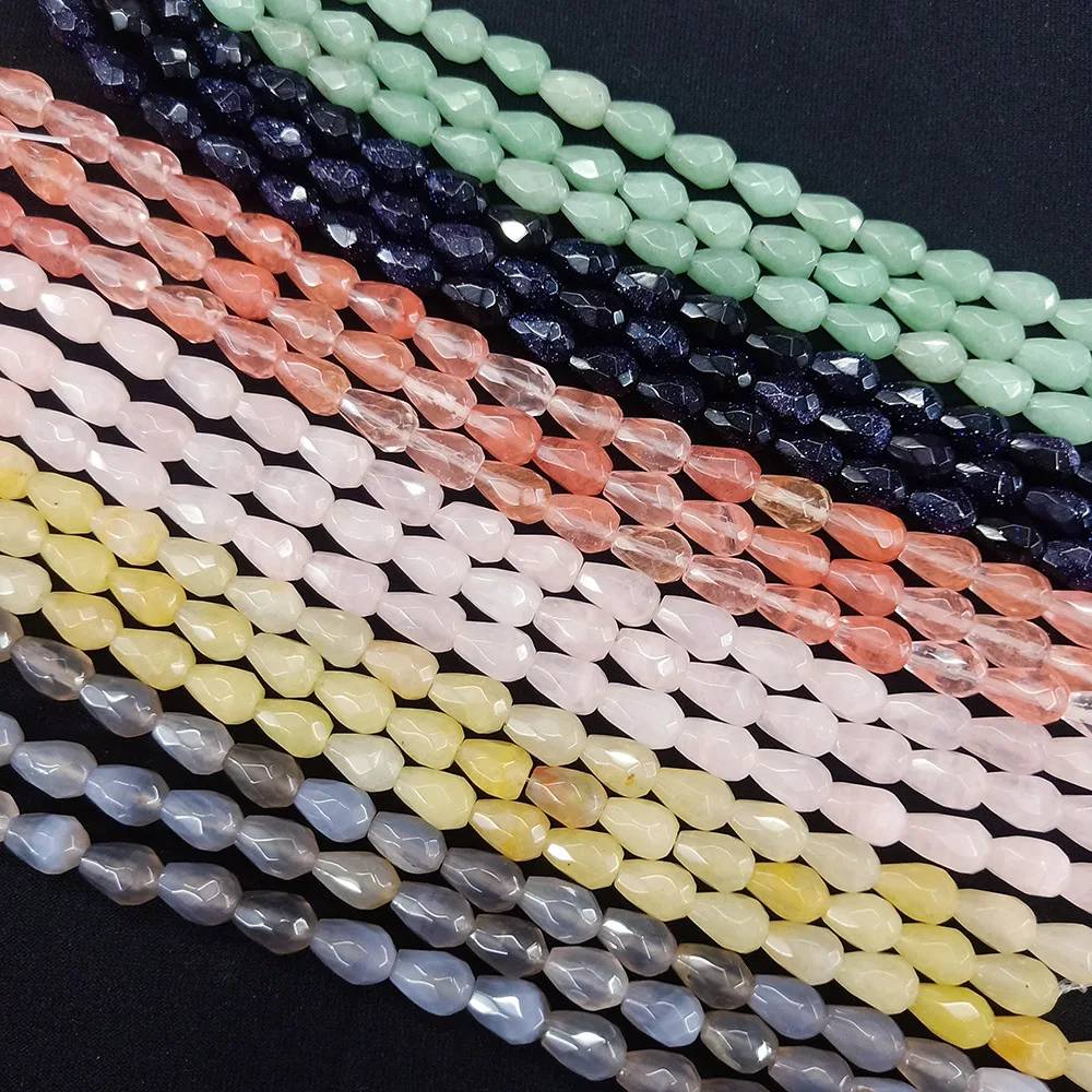 Натуральные полудрагоценные камни бусины россыпью нитка в форме капли воды