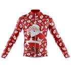 Мужская Флисовая футболка с длинным рукавом, Красная футболка для велоспорта с принтом Санта-Клауса и лося, для осени и зимы