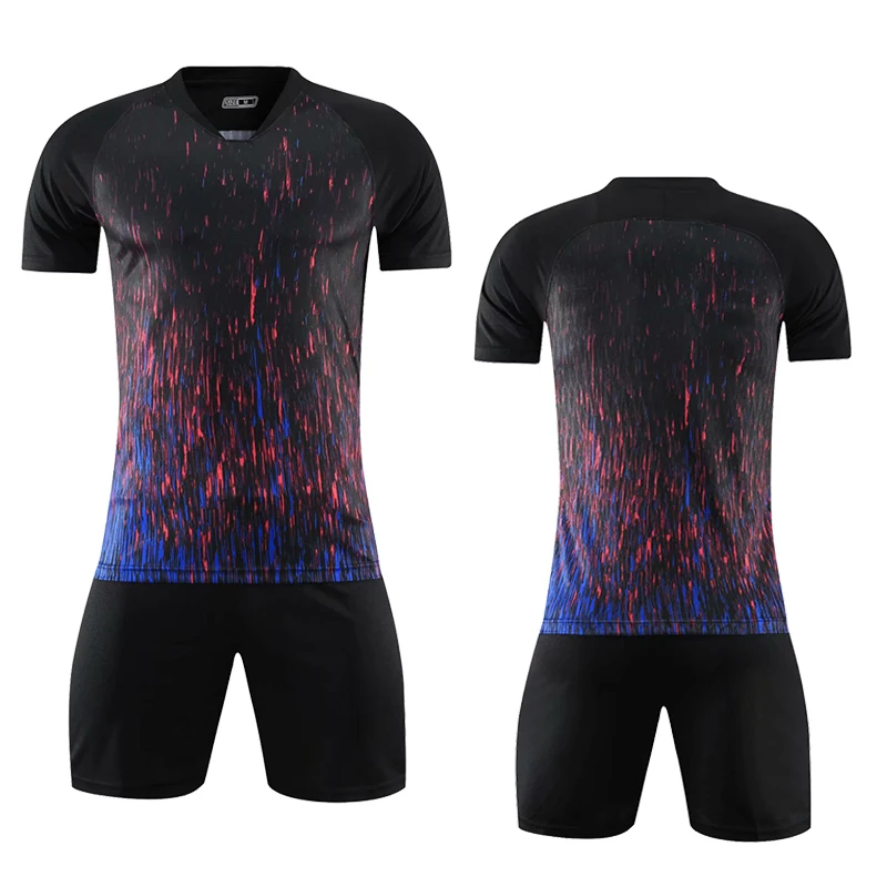 Мужская черная футболка с коротким рукавом красная Футбольная форма для