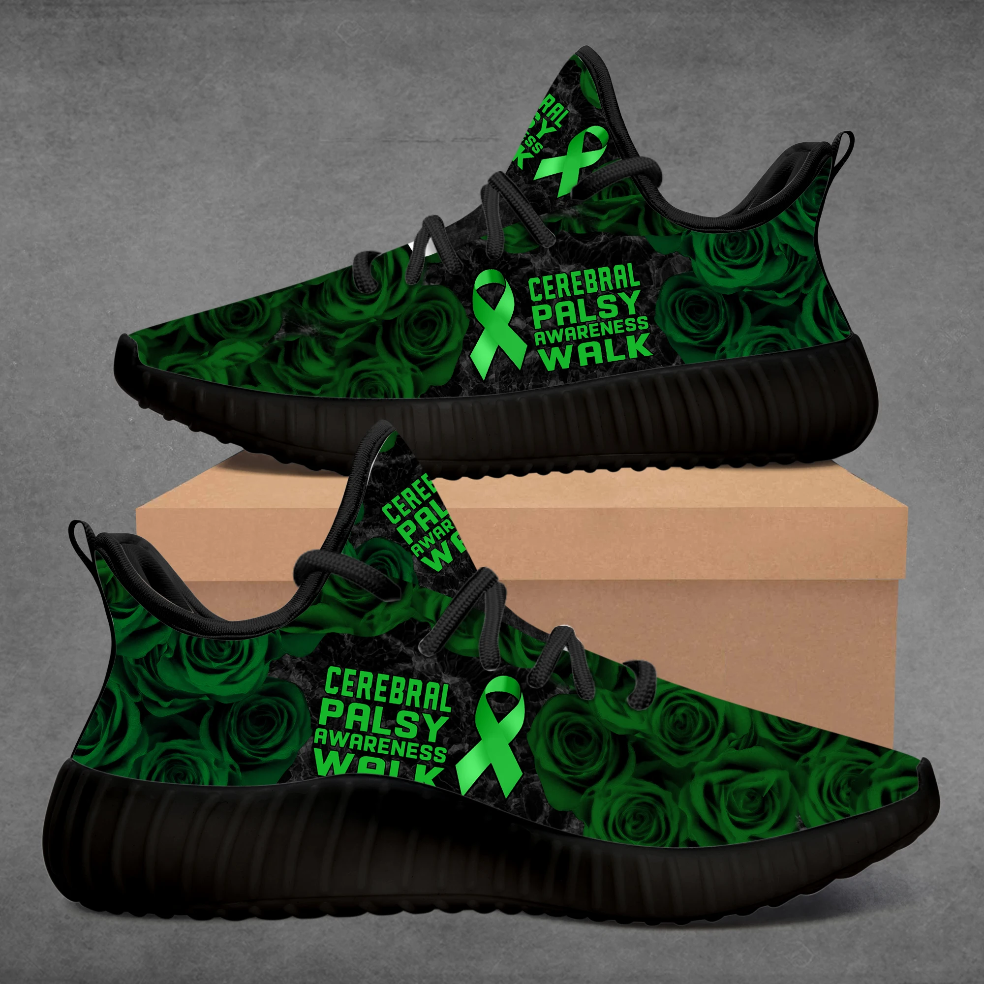 

Custom Theme Green Flower Cerebral Palsy Sneakers Shoes