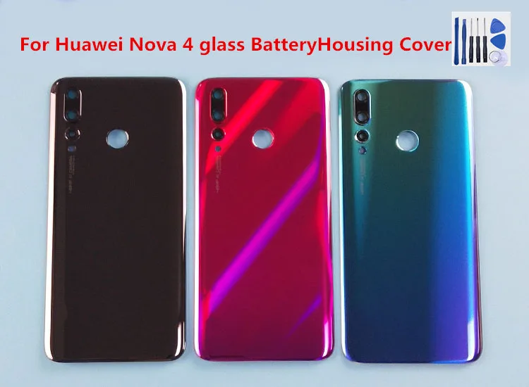 Передний корпус для Huawei Nova 4 ЖК рамка пластины + крышка аккумулятора заднее стекло