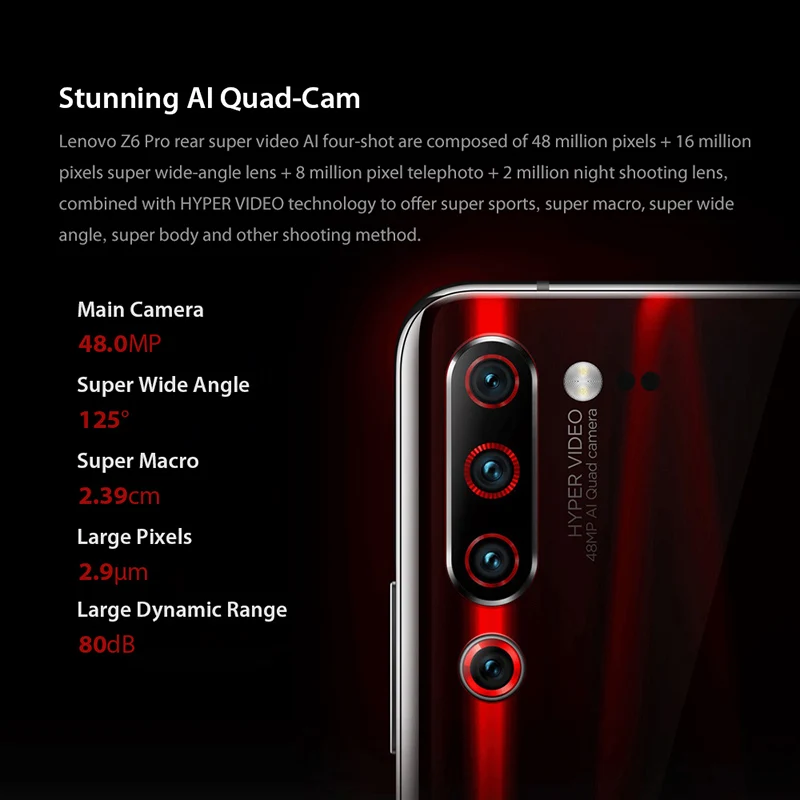 Глобальная версия смартфона Lenovo Z6 Pro 8 Гб 128 ГБ Восьмиядерный процессор Snapdragon 855 экран 6 39 дюйма 1080P сканер