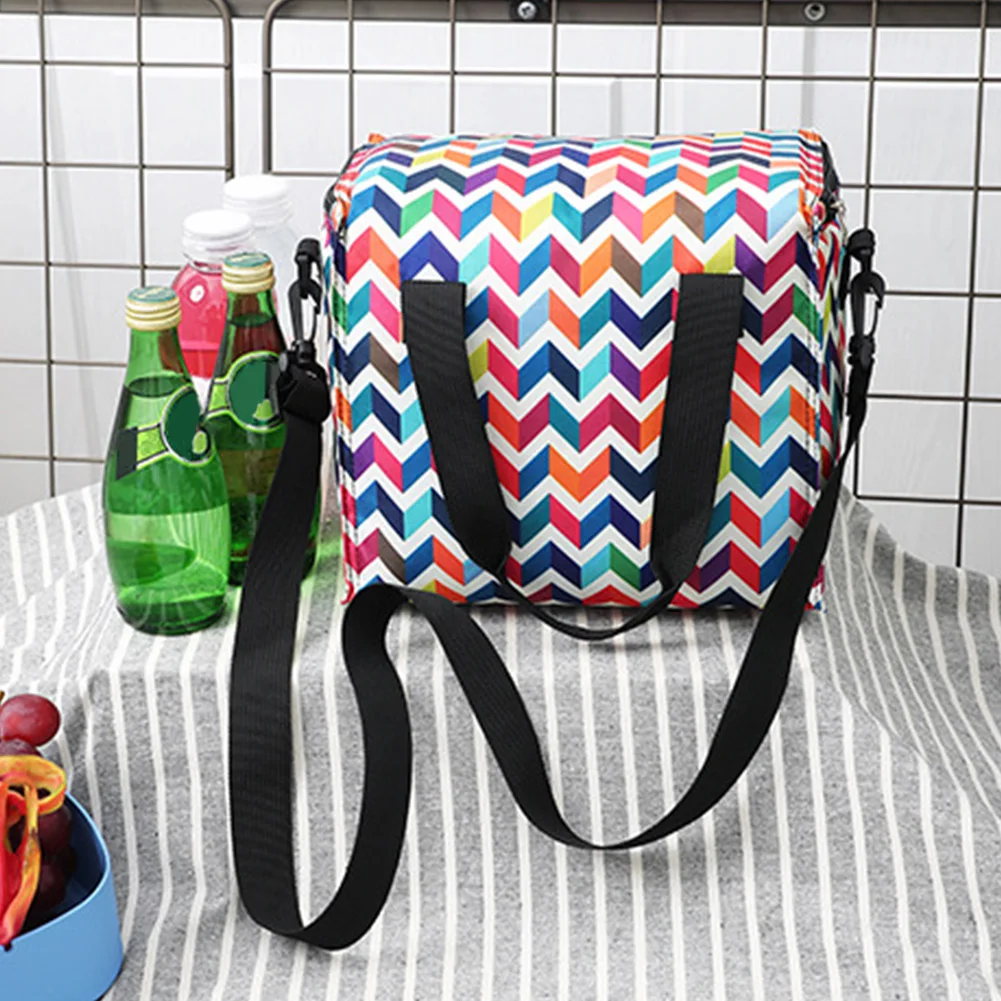 

Lunch Bag Cooler Handbag Print Oxford Insulated Tote Portable Picnic Lunchbox Thermal