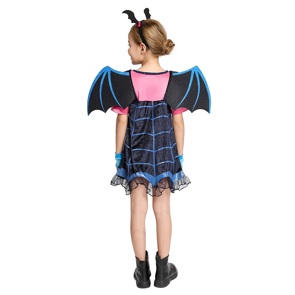 Girl Vampire Costumes Children Cosplay Vampire Dress Up Costume Halloween Girls Dresses Carnival Party Disguise Guise Headband