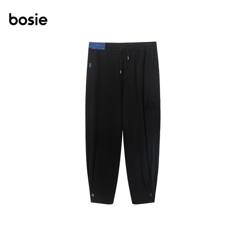 

BLUE bosie casual trousers men/woman 2021 summer black loose leggings pants 8054R