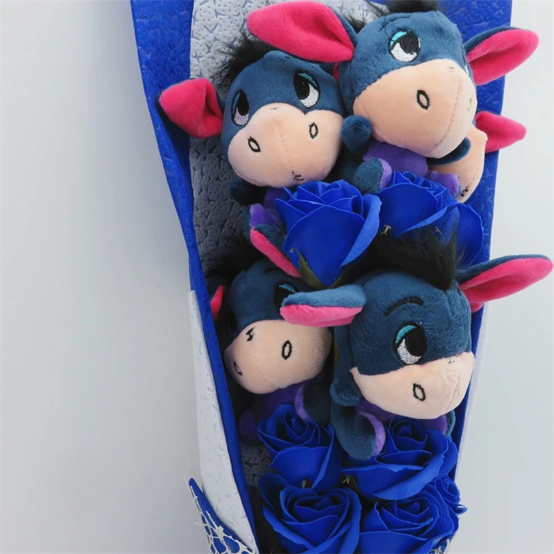 Симпатичные мягкие Ослик Eeyore с мыльными цветами букеты из игрушек материал животных Необычные плюшевые игрушки подарок на день Святого Валентина/выпускной