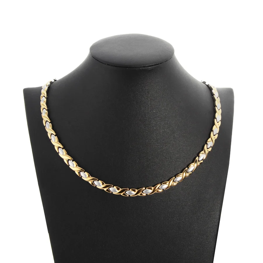

New 316L Stainless Steel Magnetic therapy classic unique charm gold men women necklace Energy health exercise fitness necklace