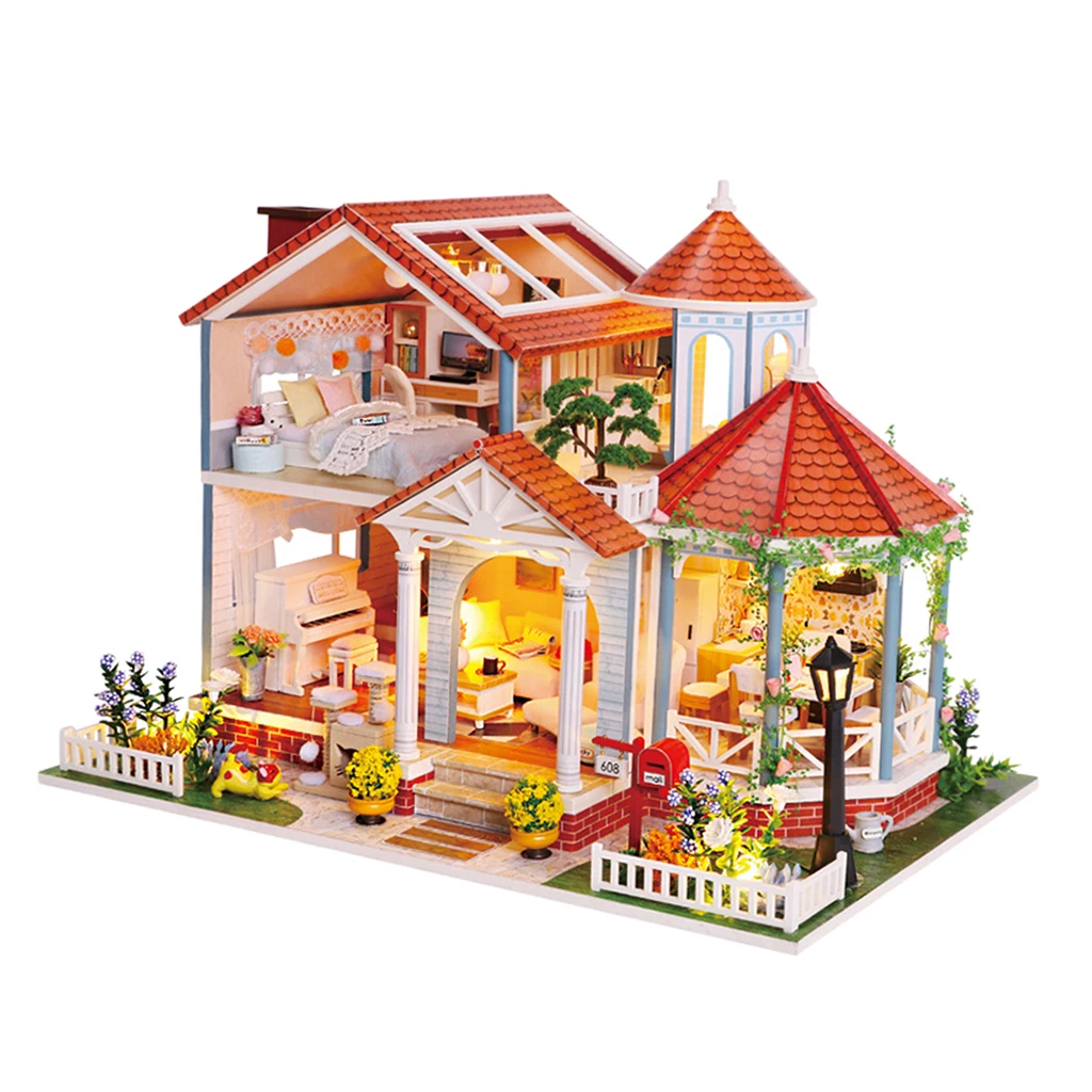 

Wood Doll House Furniture Mini Miniature 3D Cottage Puzzles Building Kit Toy