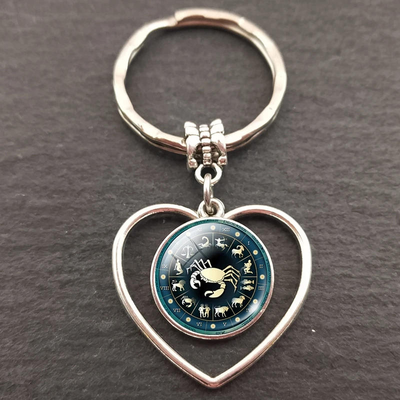 12 знаков зодиака в форме сердца кольца для ключей сумка круглая подвеска |