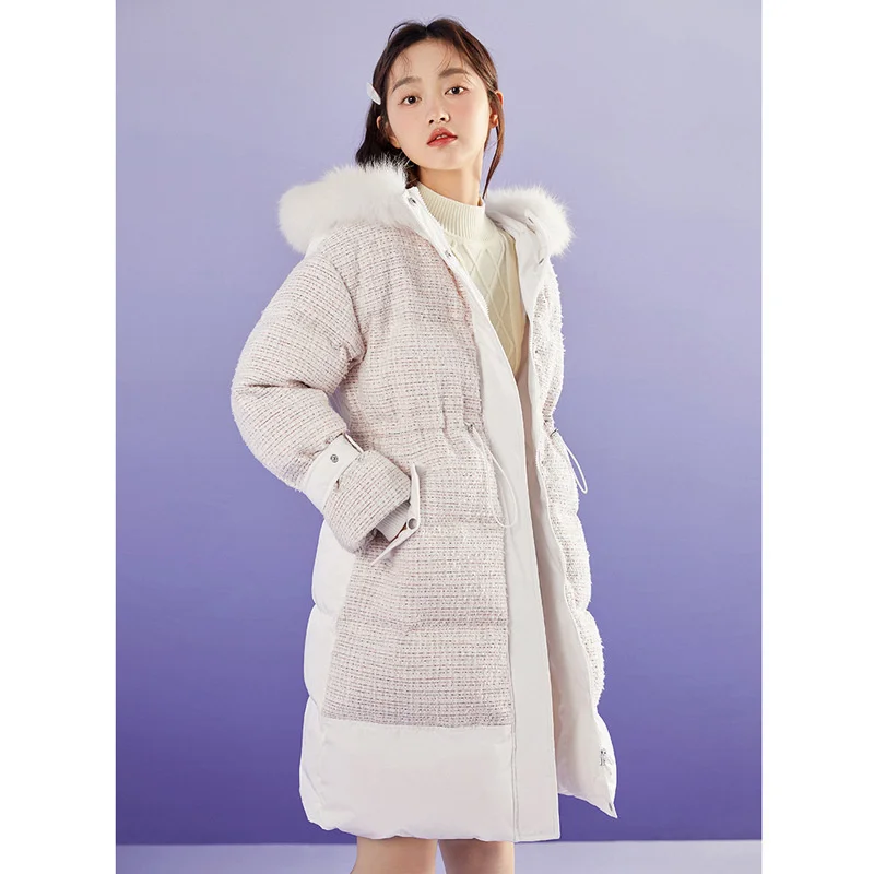 

LD2021 Winter New Style Small Fashion Thick Coat Tweed Down Jacket Mid-length CWACA4607