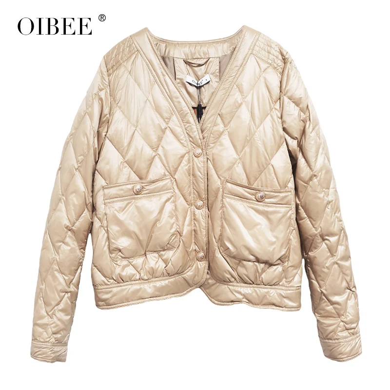 Fashion Trend Super Hot Warm V-neck Button Pocket Long Sleeves Female Overcoat Plus Size Short Women's Winter Puffer Down Jacket