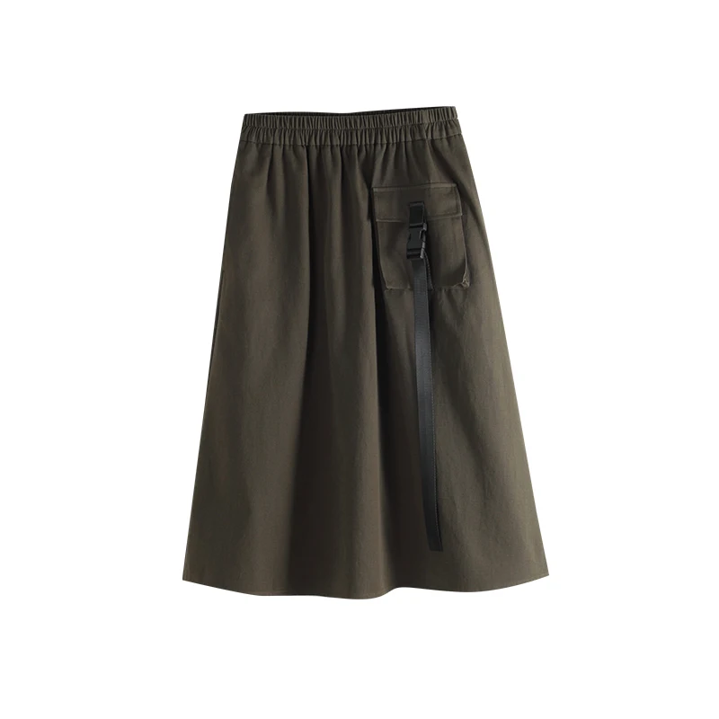 

Toyouth Fashion Cotton Simple High Waist Skirts A-Line Casual Ladies Trendy Female Skirts Hong Kong Design
